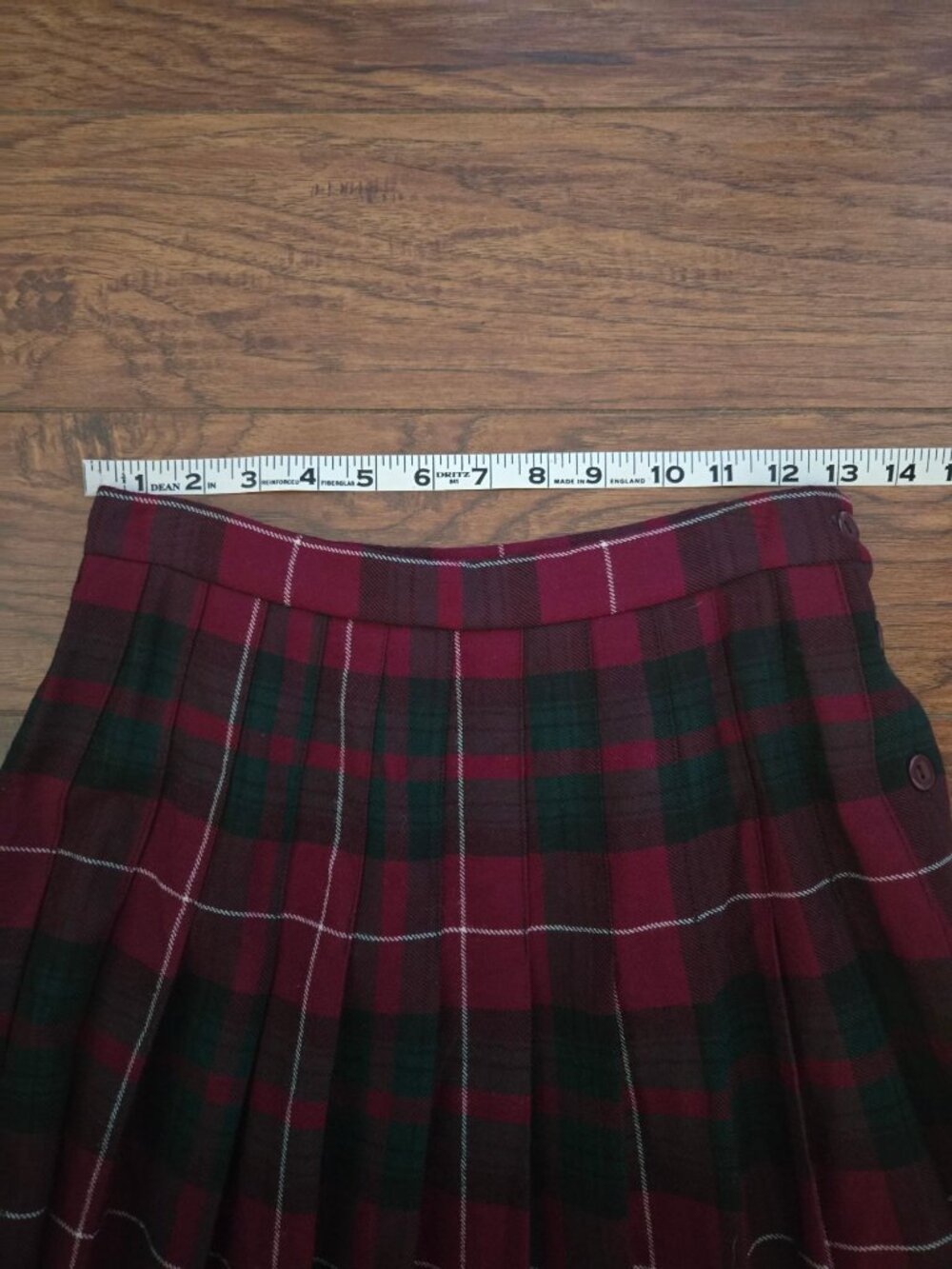 Vintage Preswick & Moore Petites Pleated Plaid Wool Midi Skirt Women's 8 - Picture 7 of 7